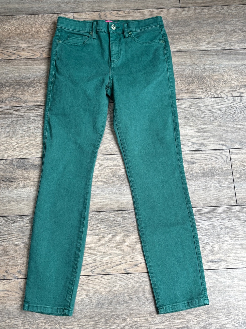 Lilly Pulitzer 29” South Ocean High Rise Skinny Pants Jeans Green Sz 6 #004385